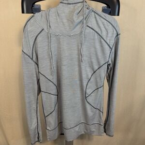 ZELLA Gray Lightweight Pullover Hoodie Performance Yoga Stretch Flip Cuff Size S